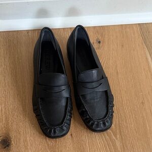 Jcrew black leather loafers